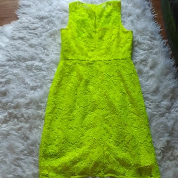 J. Crew Neon Yellow Lace Sheath Dress Size…