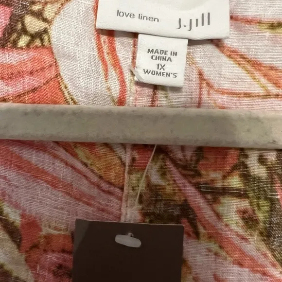 J Jill Dress Women Multicolor Floral Sunset Reef Love Linen Pockets 1X