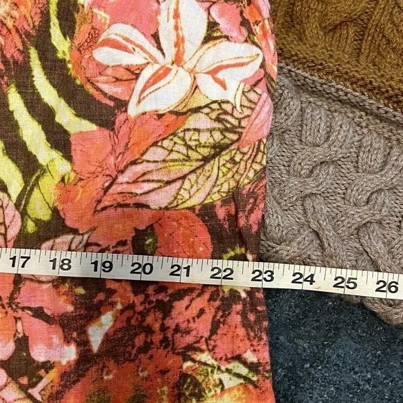 J Jill Dress Women Multicolor Floral Sunset Reef Love Linen Pockets 1X