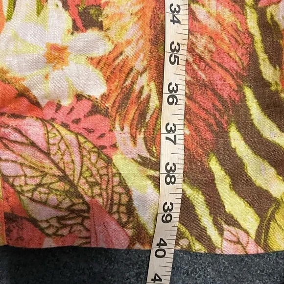 J Jill Dress Women Multicolor Floral Sunset Reef Love Linen Pockets 1X