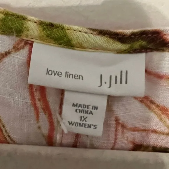 J Jill Dress Women Multicolor Floral Sunset Reef Love Linen Pockets 1X