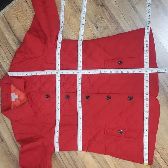 J. JILL Red Lightweight Quilted Button Down Barn Coat