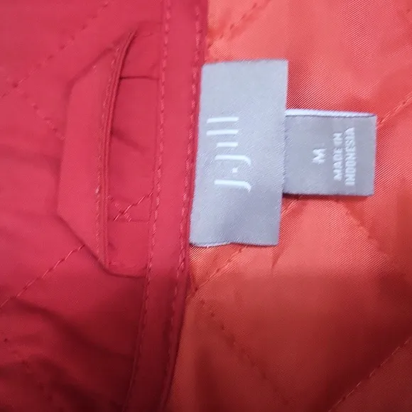 J. JILL Red Lightweight Quilted Button Down Barn Coat