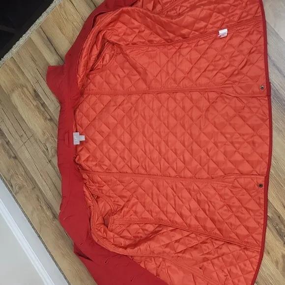 J. JILL Red Lightweight Quilted Button Down Barn Coat
