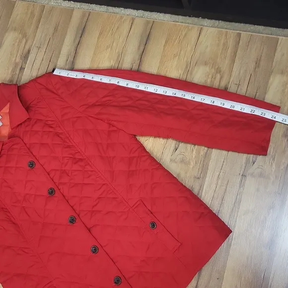 J. JILL Red Lightweight Quilted Button Down Barn Coat
