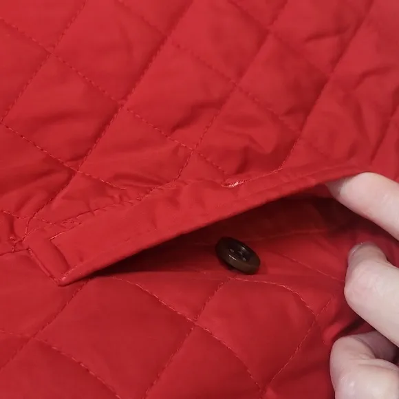 J. JILL Red Lightweight Quilted Button Down Barn Coat