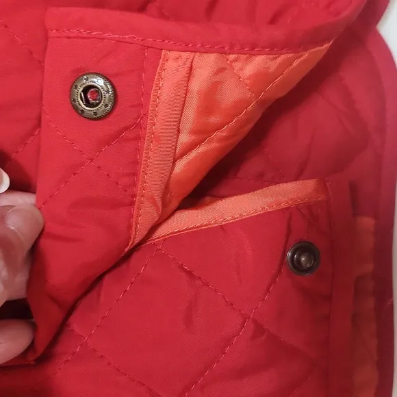 J. JILL Red Lightweight Quilted Button Down Barn Coat