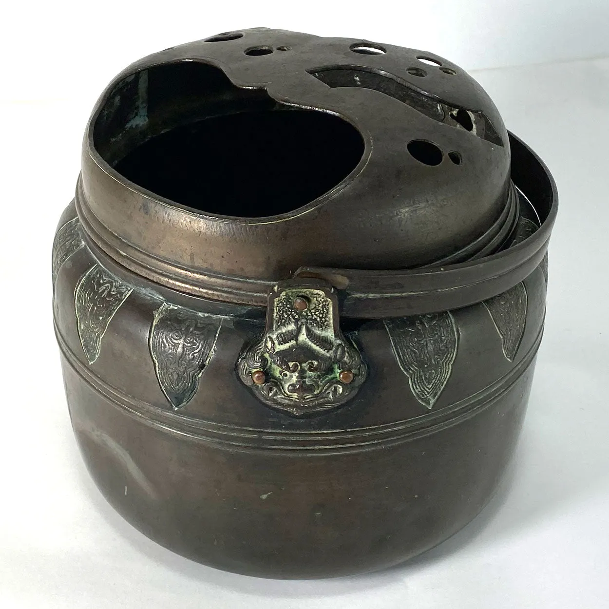 Japanese Meiji Patinated Bronze Portable Hand Warmer