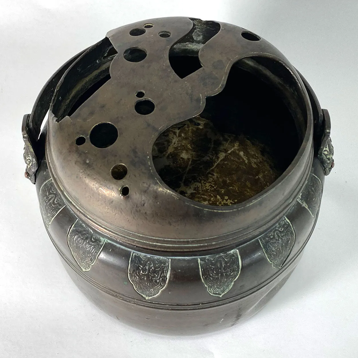 Japanese Meiji Patinated Bronze Portable Hand Warmer
