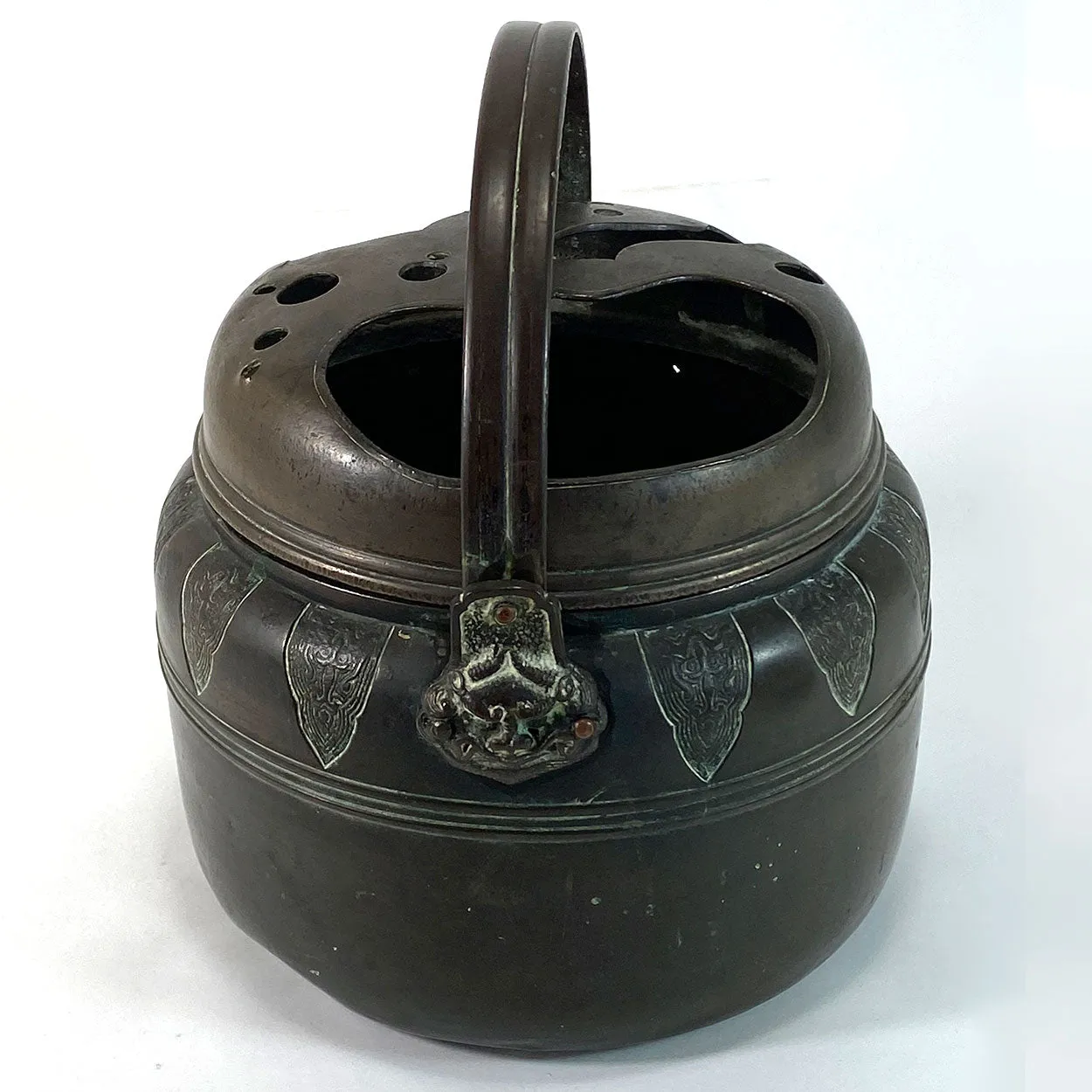 Japanese Meiji Patinated Bronze Portable Hand Warmer
