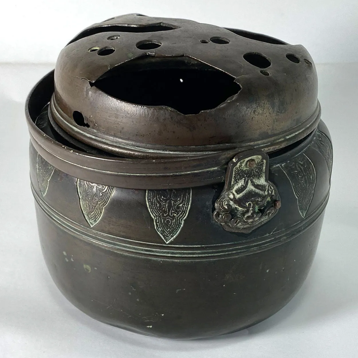 Japanese Meiji Patinated Bronze Portable Hand Warmer