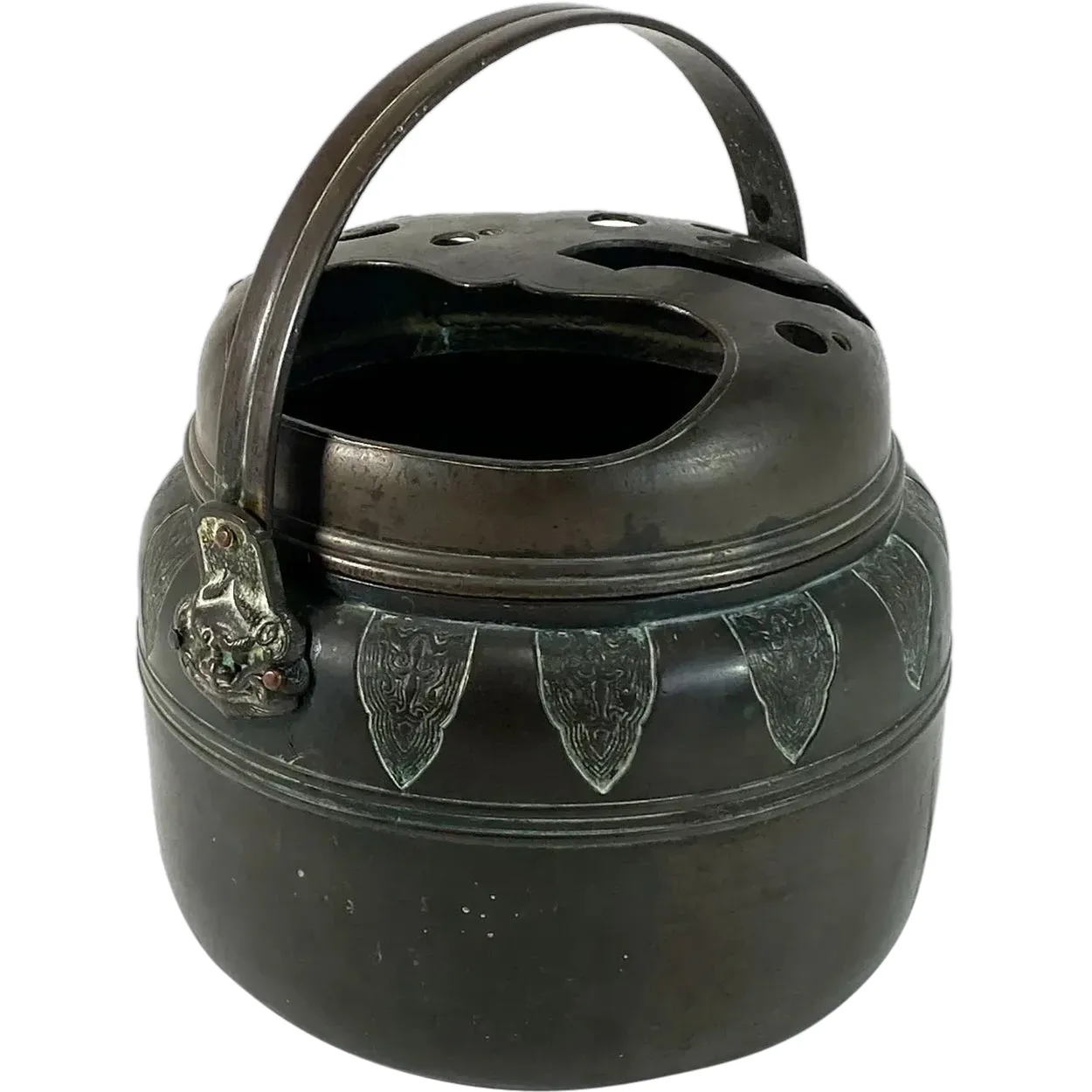 Japanese Meiji Patinated Bronze Portable Hand Warmer