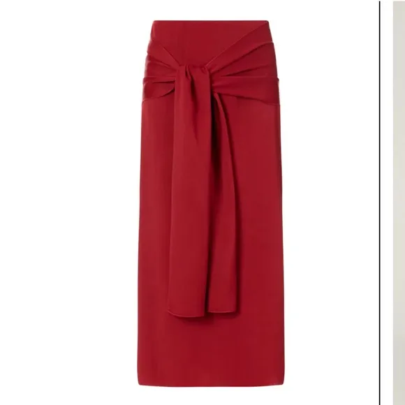 Joseph Red Midi Renne Light Cady Red Evening Skirt Size US 10 EU 42 Satin
