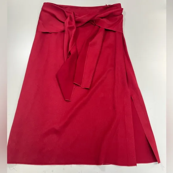 Joseph Red Midi Renne Light Cady Red Evening Skirt Size US 10 EU 42 Satin