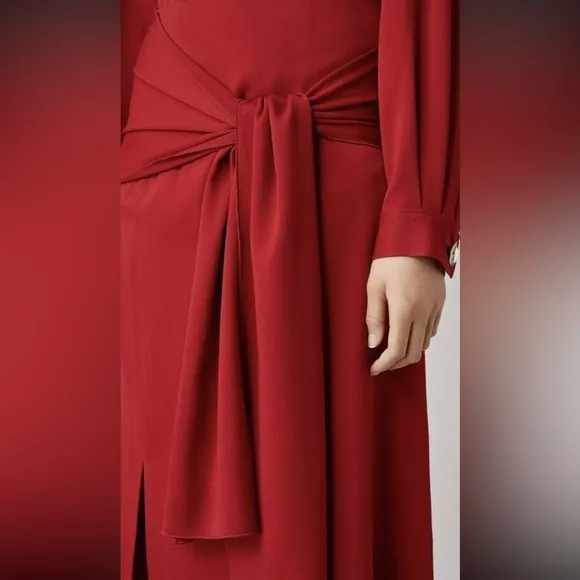Joseph Red Midi Renne Light Cady Red Evening Skirt Size US 10 EU 42 Satin