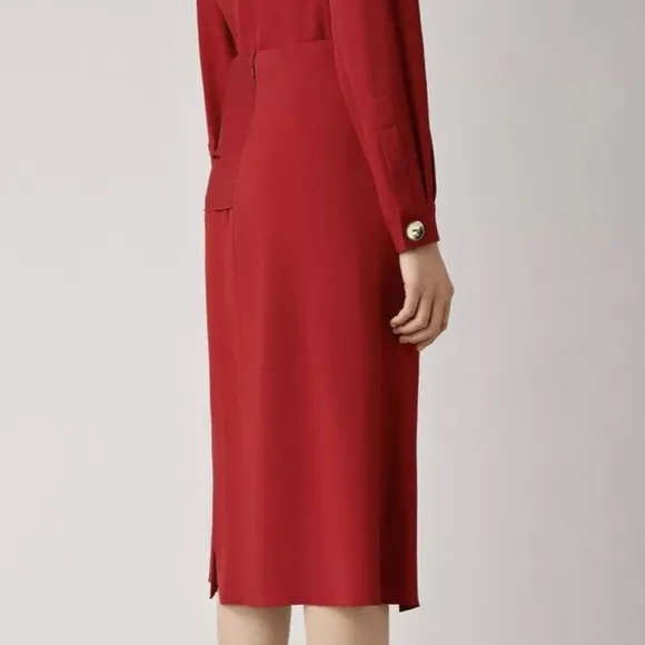 Joseph Red Midi Renne Light Cady Red Evening Skirt Size US 10 EU 42 Satin
