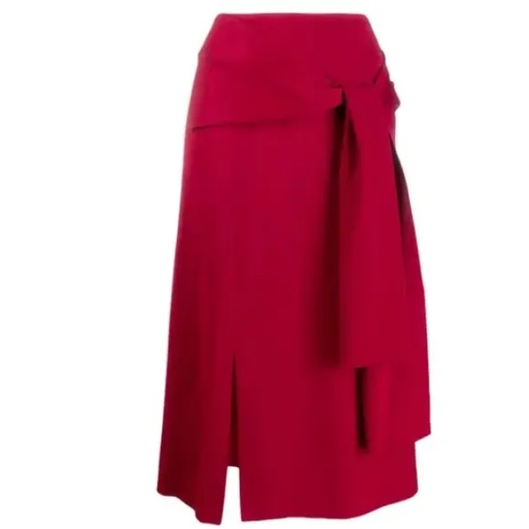 Joseph Red Midi Renne Light Cady Red Evening Skirt Size US 10 EU 42 Satin