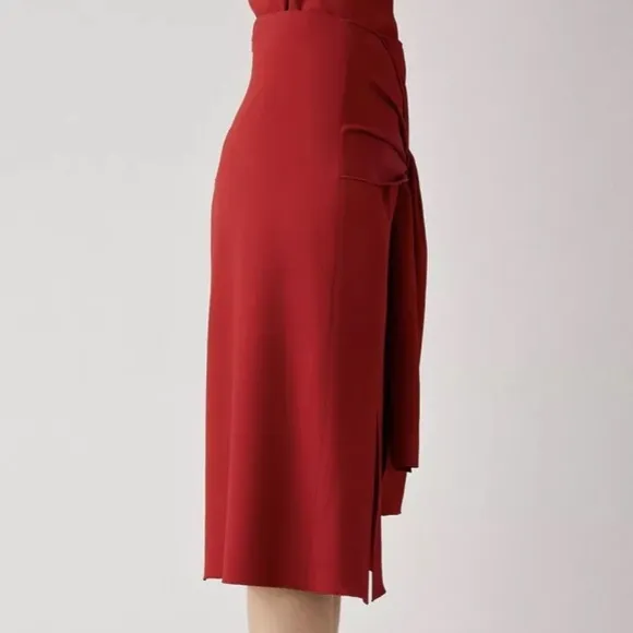 Joseph Red Midi Renne Light Cady Red Evening Skirt Size US 10 EU 42 Satin