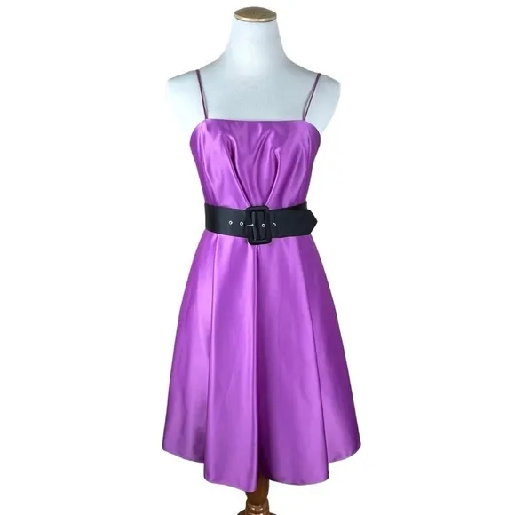 JS Collections Fuchsia Pink Purple Satin Lined Homecoming Special Occasion Dress