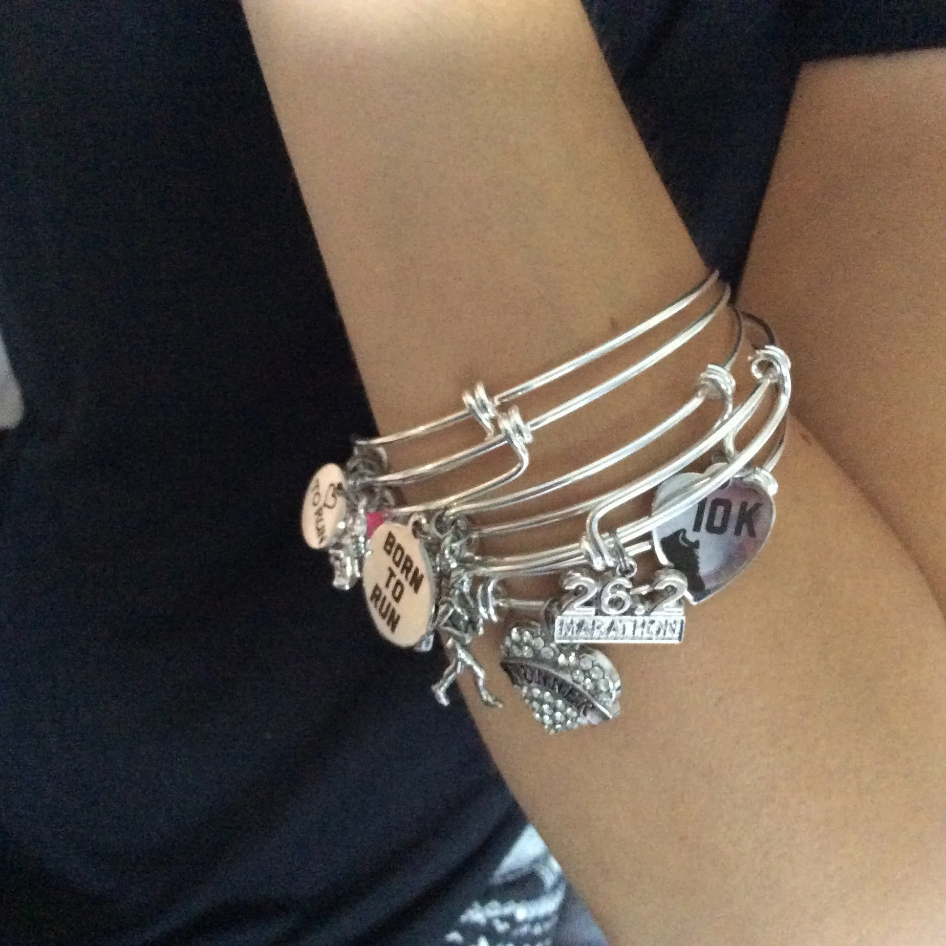 Just Breathe Heart Stainless Steel Charm with Lotus and Serenity on Silver Bracelet Expandable Adjustable Wire Bangle Gift Trendy Stacking Yoga Meditation