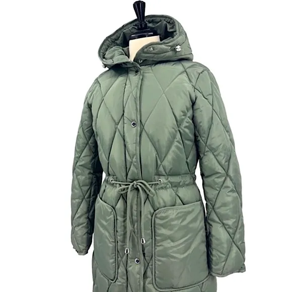 Kenneth Cole Long Quilted Stadium Coat