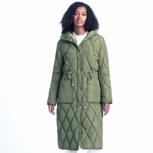 Kenneth Cole Long Quilted Stadium Coat