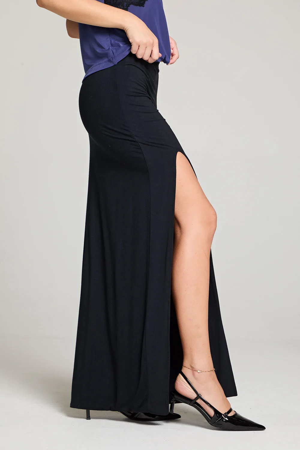 Keri Licorice Black Maxi Skirt