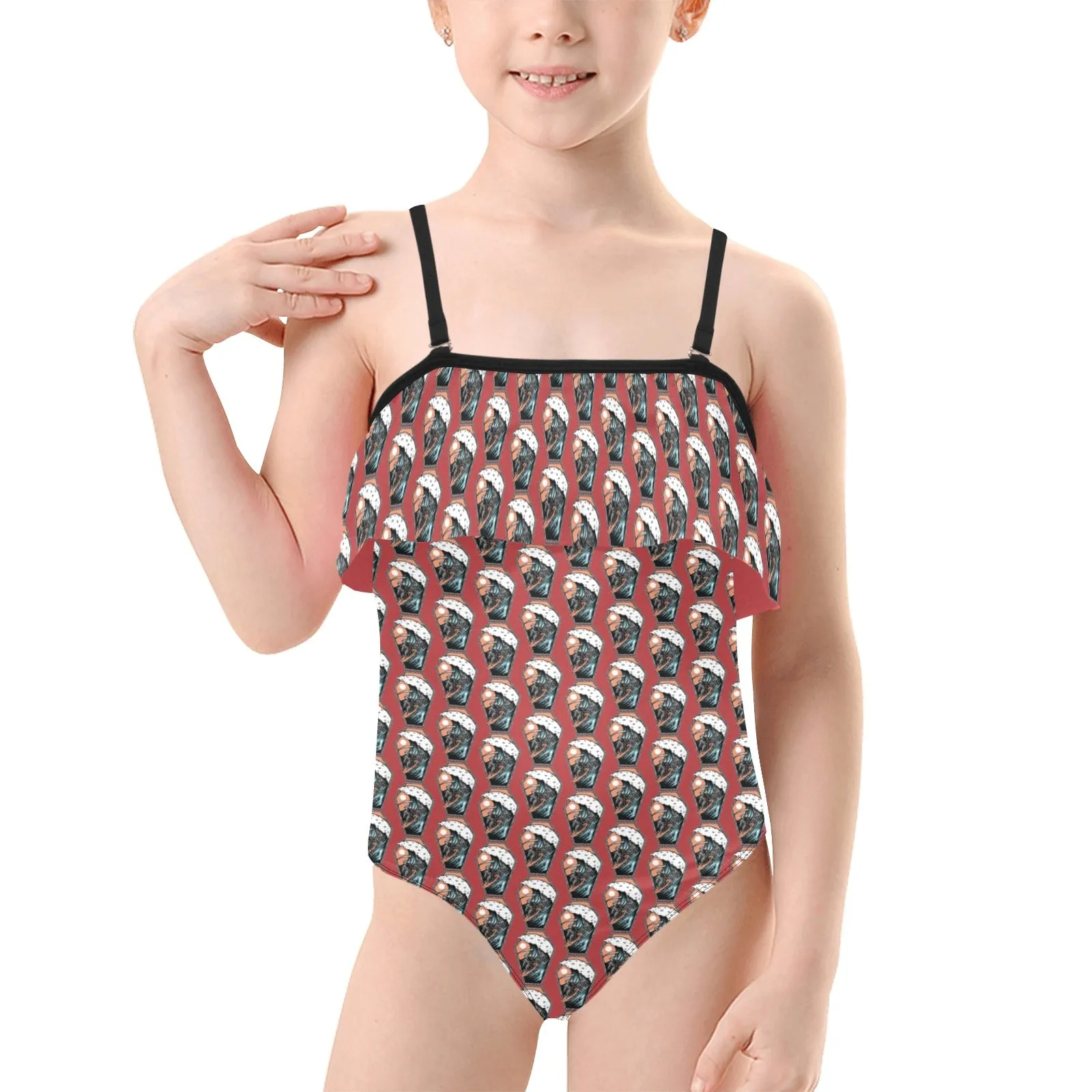 Kids' Spaghetti Strap Ruffle Swimsuit