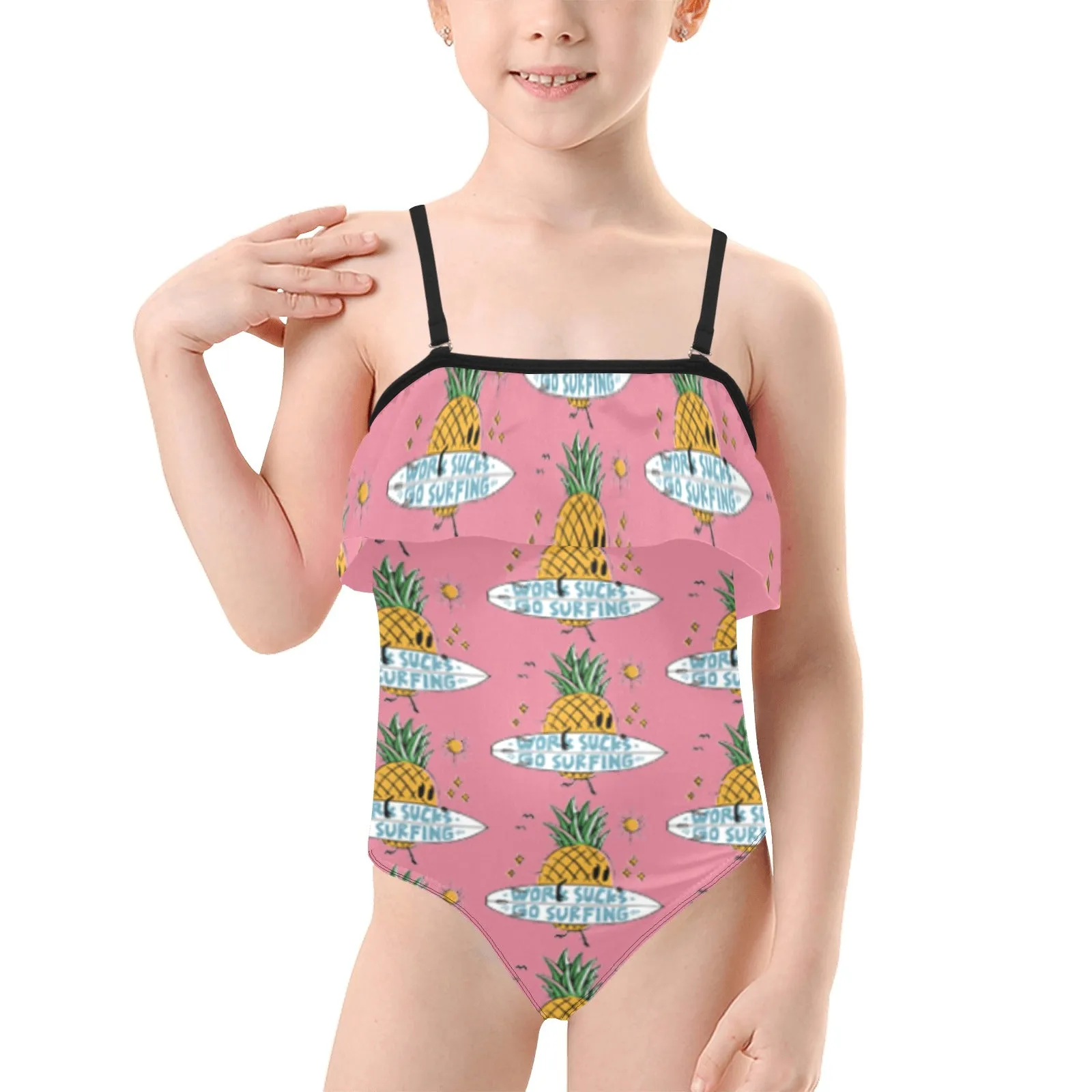 Kids' Spaghetti Strap Ruffle Swimsuit