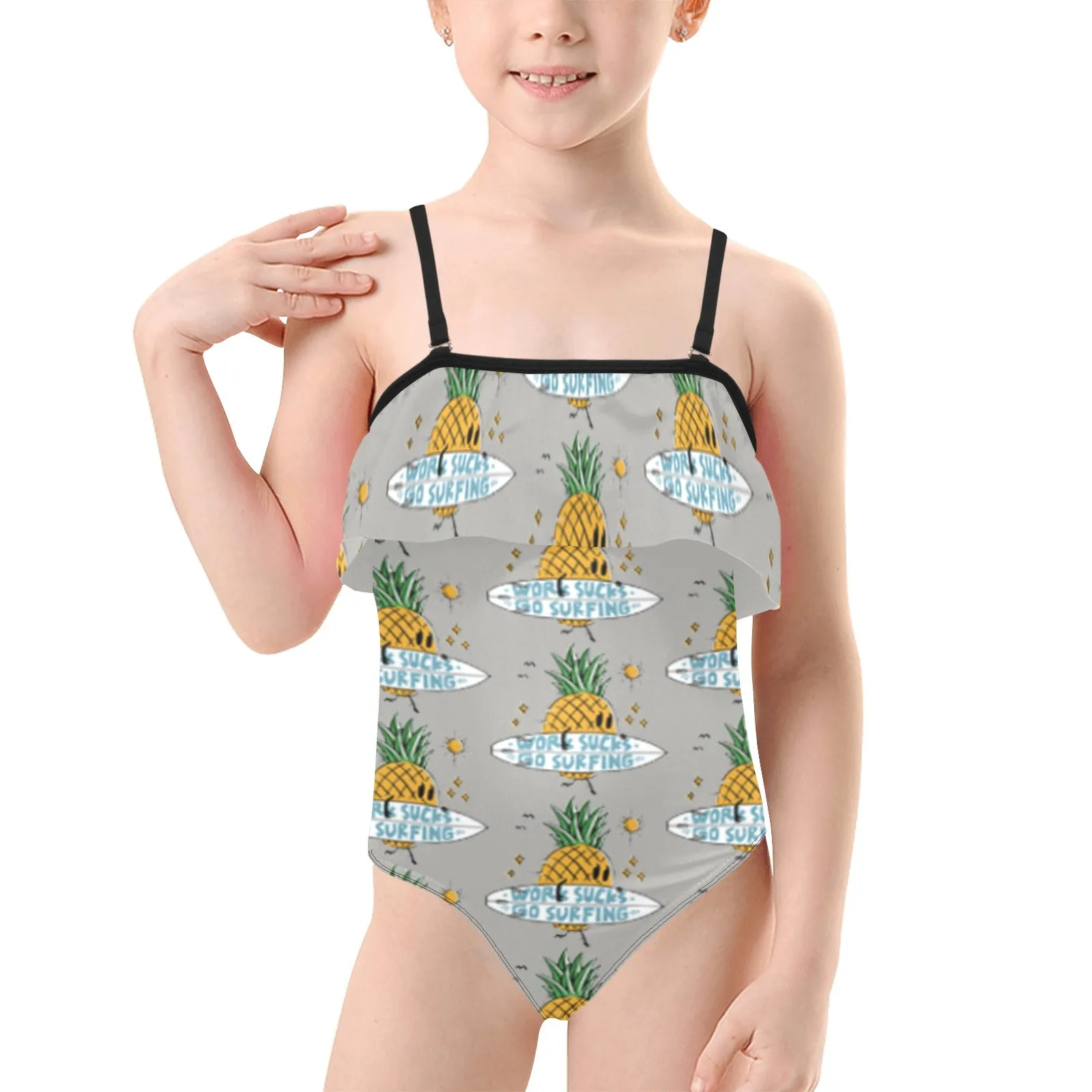 Kids' Spaghetti Strap Ruffle Swimsuit