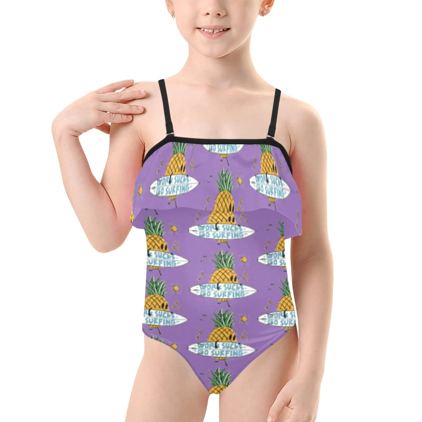 Kids' Spaghetti Strap Ruffle Swimsuit