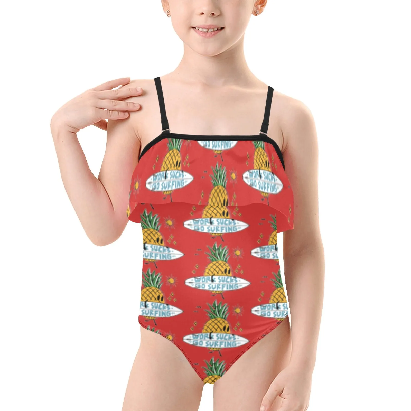 Kids' Spaghetti Strap Ruffle Swimsuit