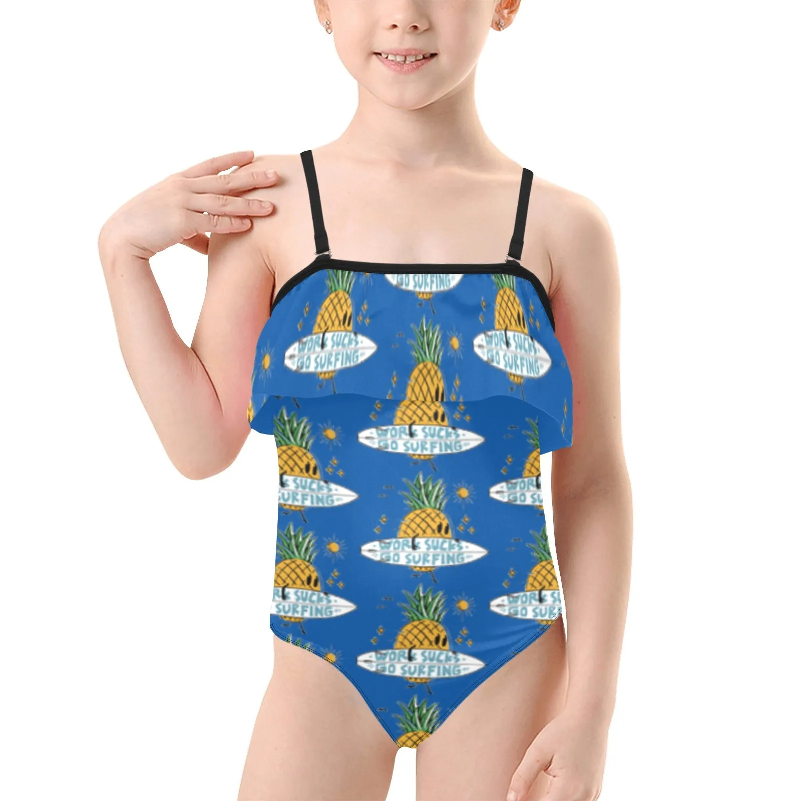 Kids' Spaghetti Strap Ruffle Swimsuit