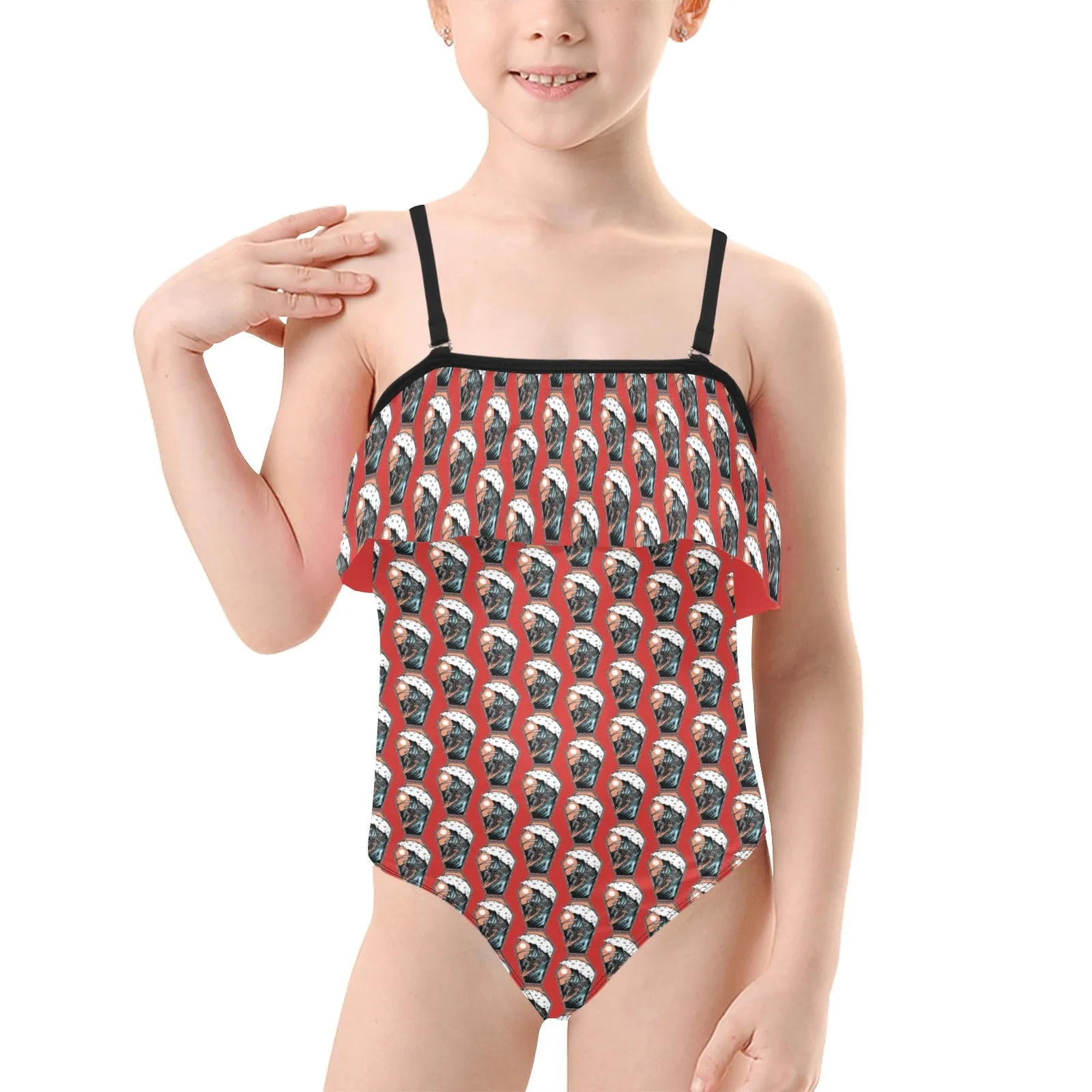 Kids' Spaghetti Strap Ruffle Swimsuit