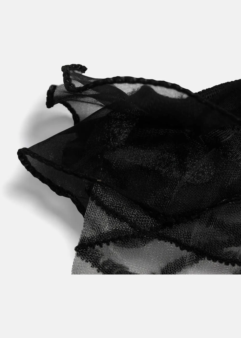 Koi Footwear Rumours Sheer Ruffle 50's Socks Black