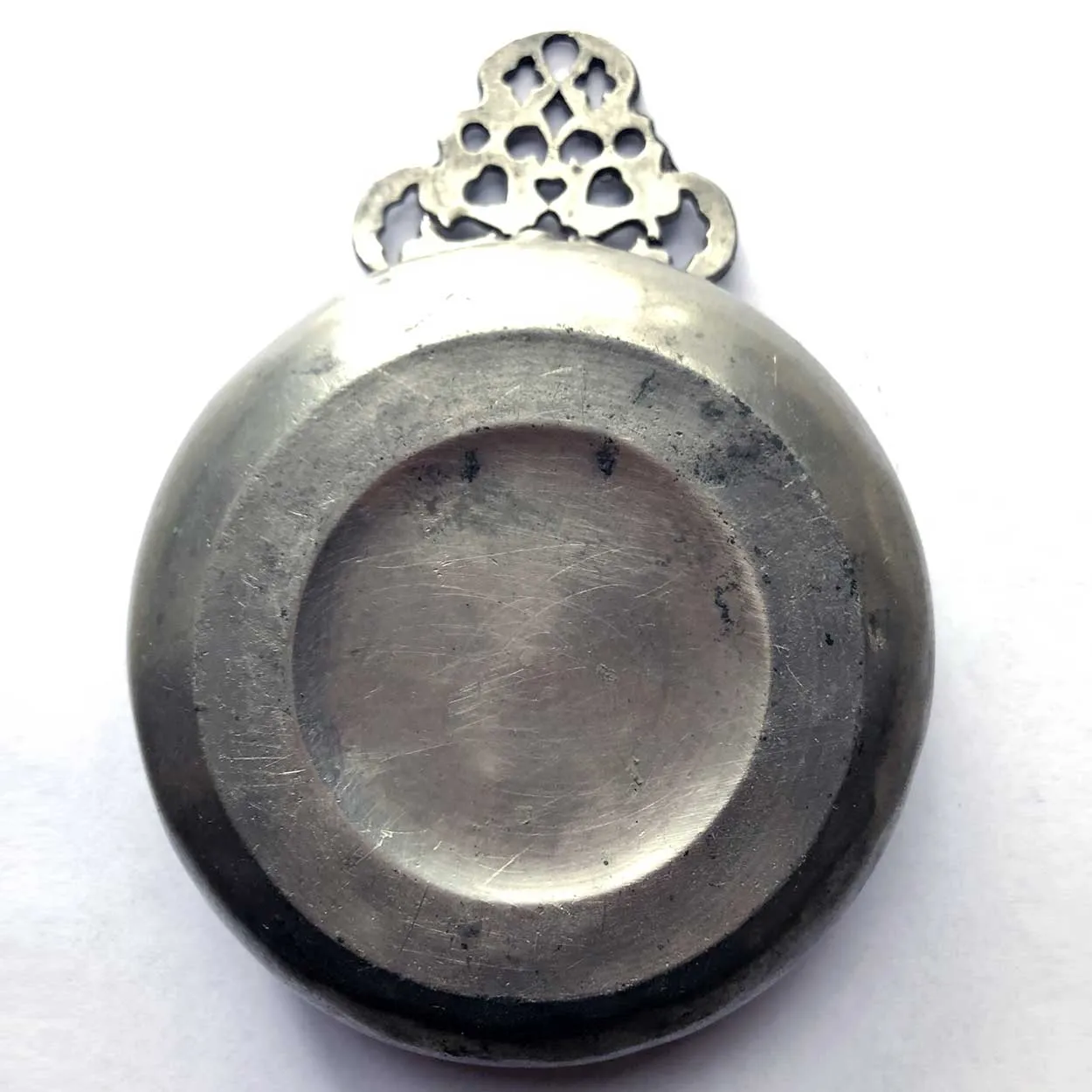 Large American Pewter Porringer One-Handle Bowl