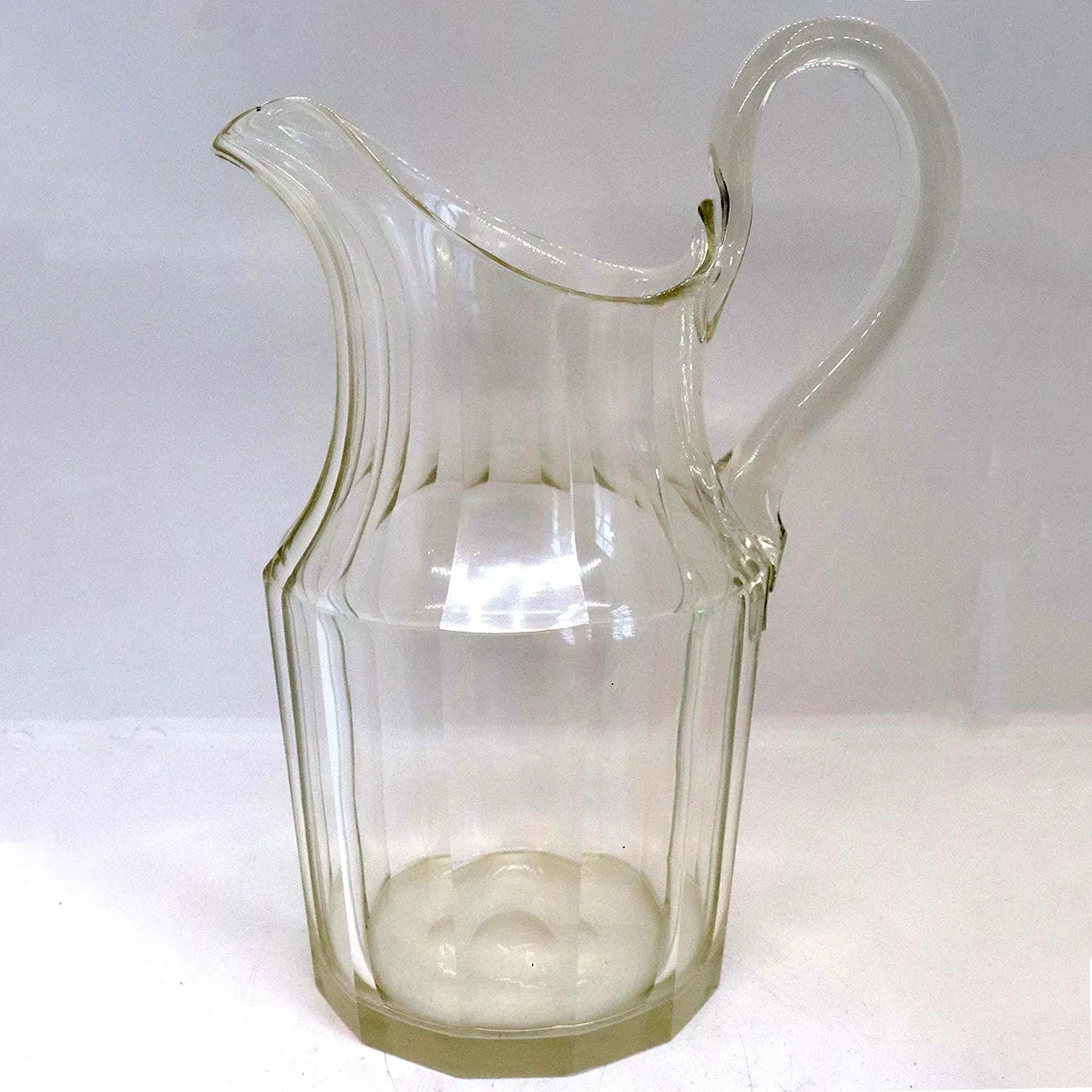 Large Early American Blown Glass Slab Cut Pitcher