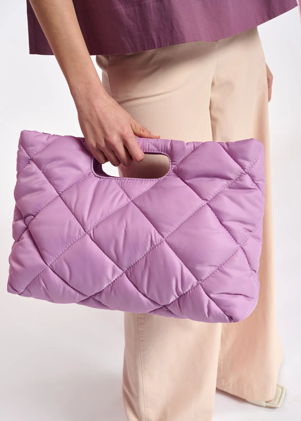 Lilac quilted puffy pouch