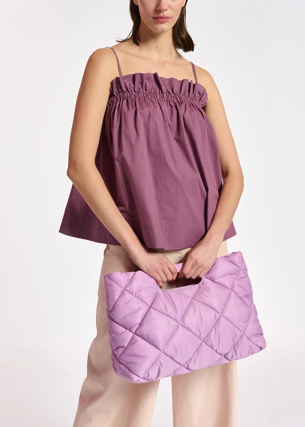Lilac quilted puffy pouch
