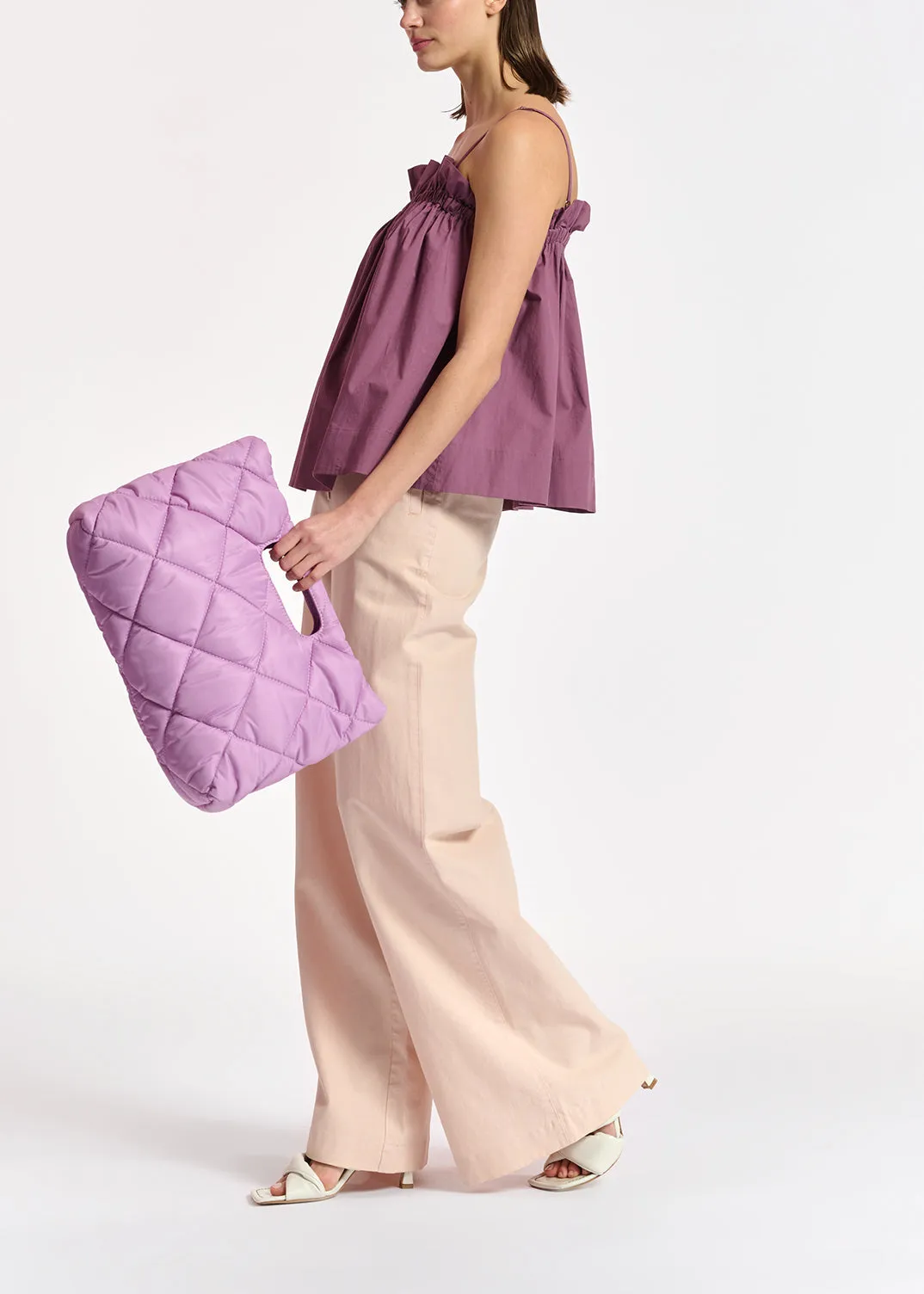 Lilac quilted puffy pouch