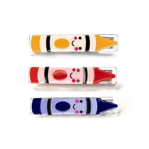 Lilies & Roses Happy Crayons Alligator Clip  Set - Yellow / Red / Navy