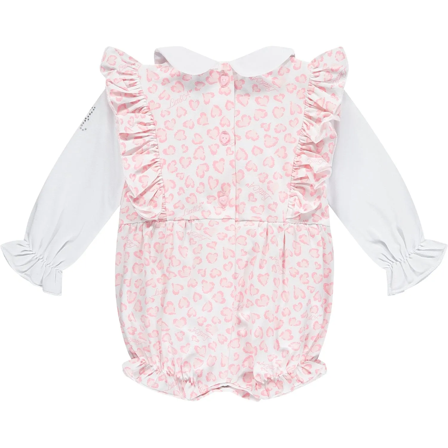 LITTLE A - Evie Leopard Print Romper - Baby Pink