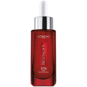 L'Oreal Paris Skincare 10% puro ácido glicólico suero para cara de Revitalift Derm Intensivos, corrector de manchas oscuras, tono uniforme, reduce arrugas, exfoliante de ácido glicólico, exfoliante con aloe, hidrata, 1 oz/30ml