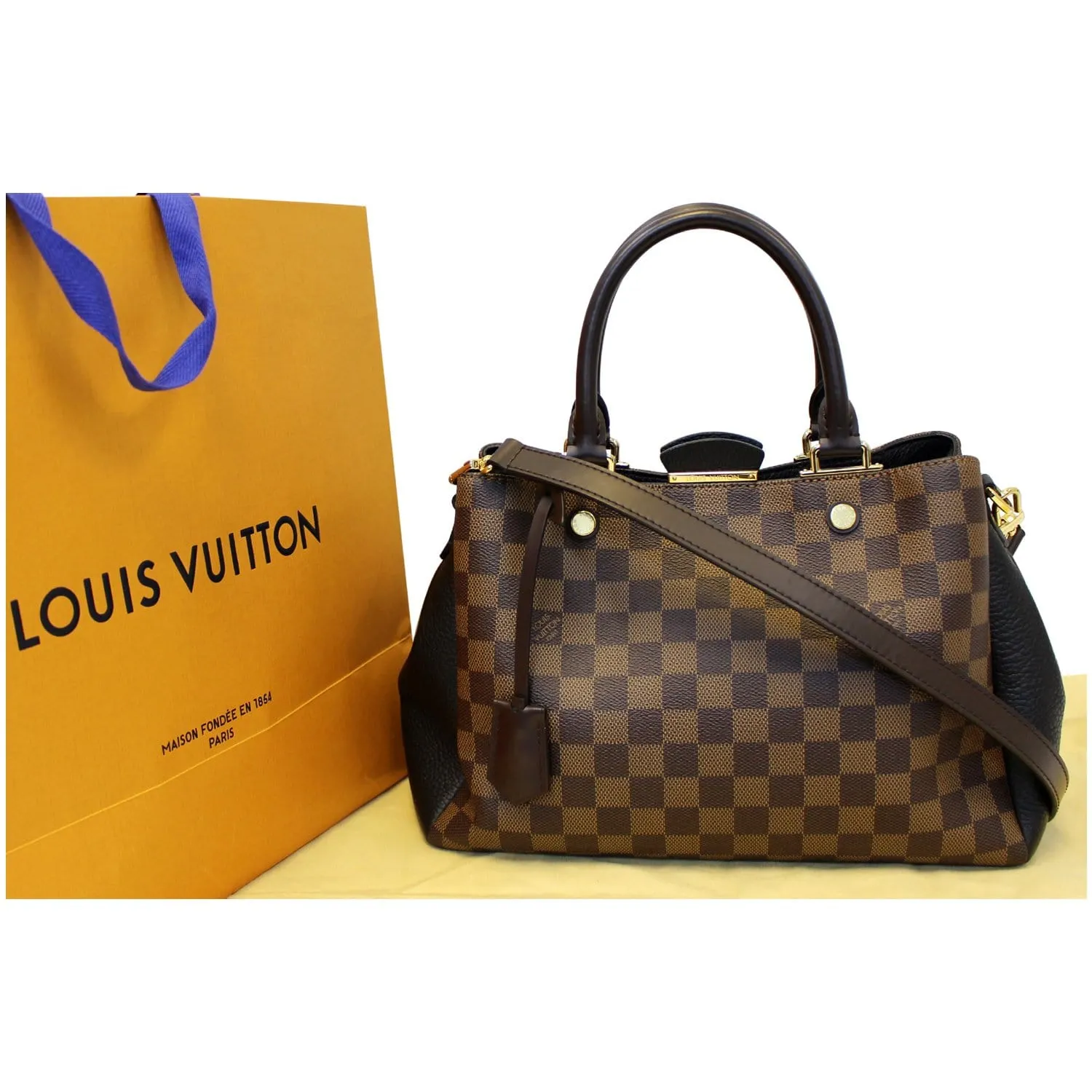 LOUIS VUITTON Brittany Damier Ebene Shoulder Bag Brown
