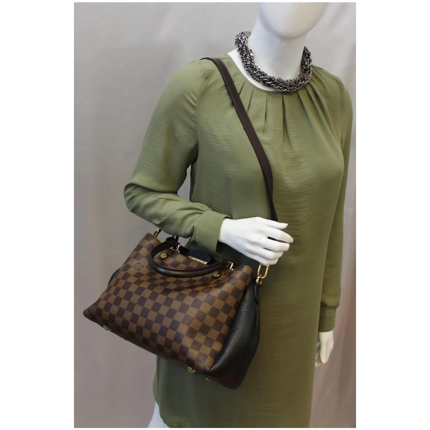 LOUIS VUITTON Brittany Damier Ebene Shoulder Bag Brown