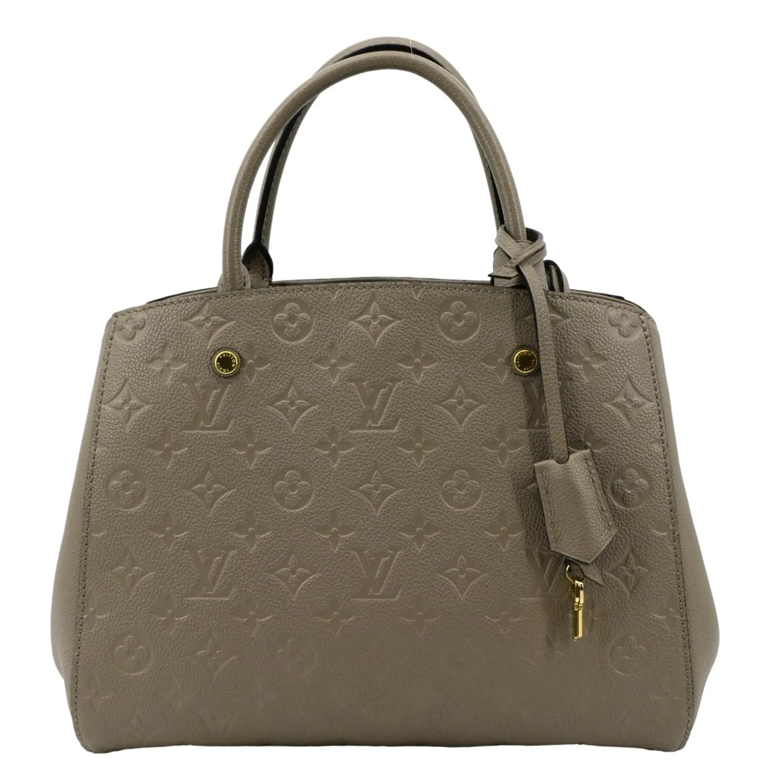 LOUIS VUITTON Montaigne MM Monogram Empreinte Shoulder Bag Tourterelle