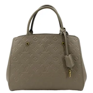 LOUIS VUITTON Montaigne MM Monogram Empreinte Shoulder Bag Tourterelle