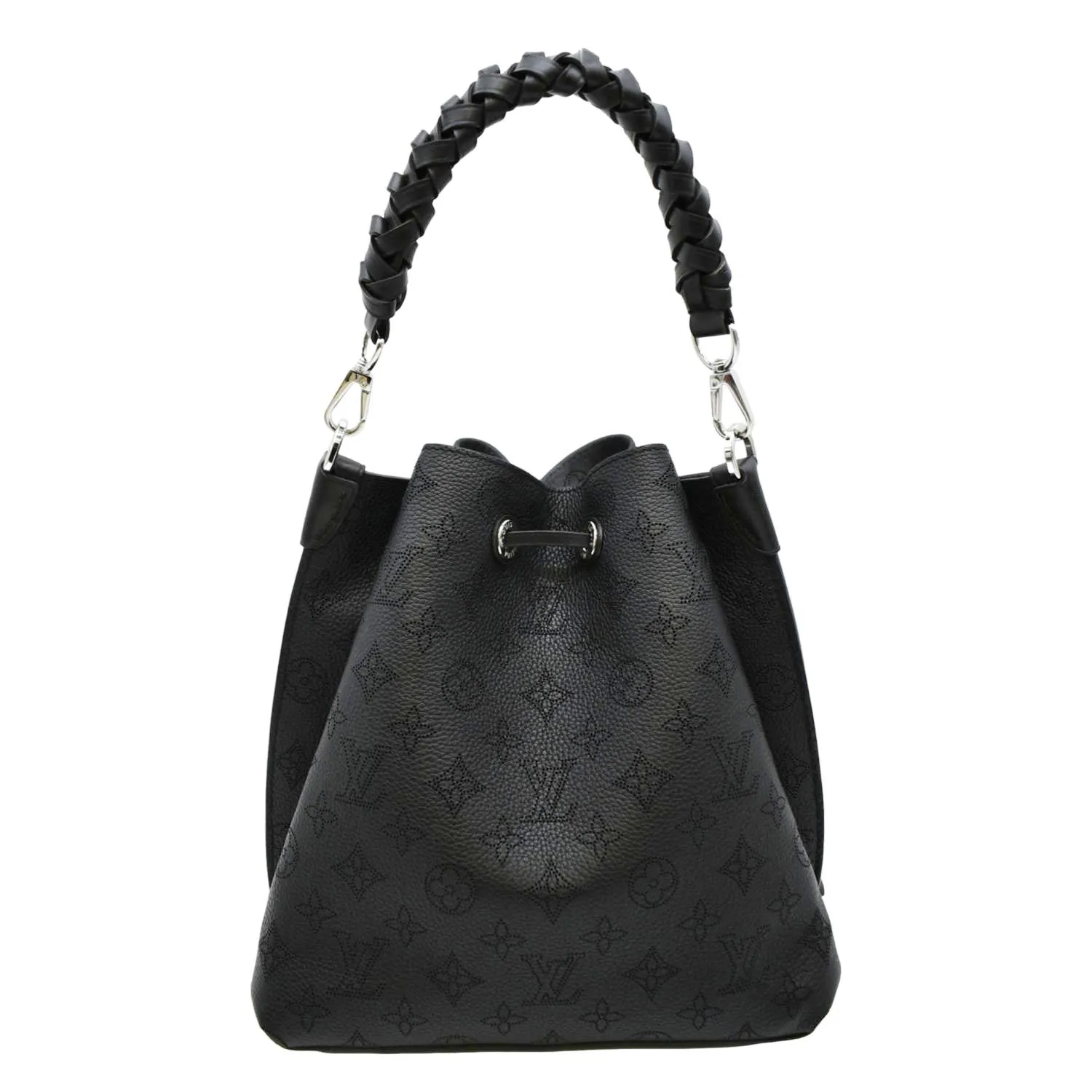LOUIS VUITTON Muria Mahina Perforated Leather Shoulder Bag Black