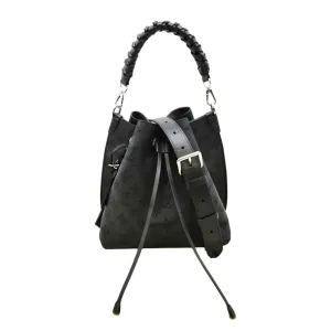 LOUIS VUITTON Muria Mahina Perforated Leather Shoulder Bag Black