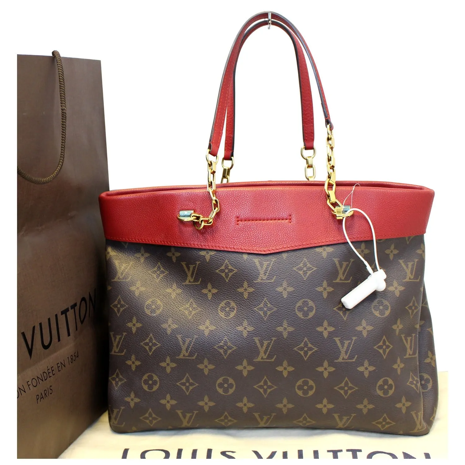 LOUIS VUITTON Pallas Chain Shopper Bag Monogram Canvas Cherry - 15% OFF